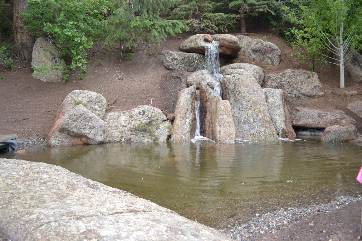 A garden waterfall