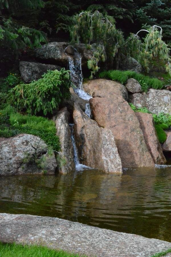 Completed garden waterfall